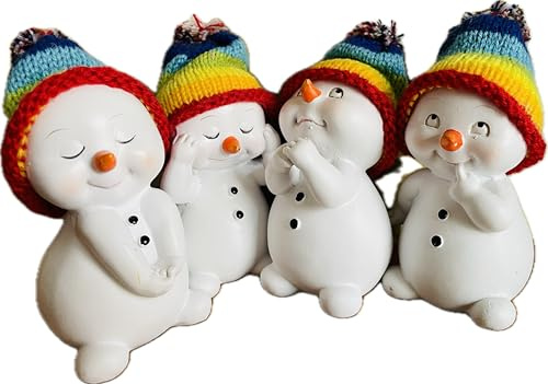 khevga Schneemann Figur Weihnachtsdeko Deko-Figuren Schneemann im 4er Maße ca. 6x6x11 cm