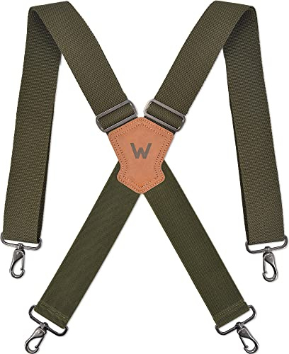 Grüne Hosenträger für Herren, 5,1 cm breite Hosenträger, Arbeits-Hosenträger, Hosenträger Militär, Camo-Hosenträger für Männer, Hosenträger mit Gürtelschlaufen, robuste Arbeits-Hosenträger,