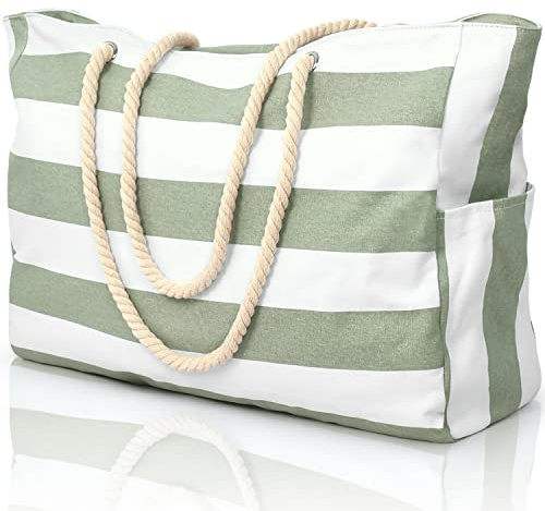 oscaurt Beach Bags for Women, Large Waterproof Beach Tote Bag with Zipper Beach Bags Waterproof Sandproof Swim Pool Bag Large Tote
