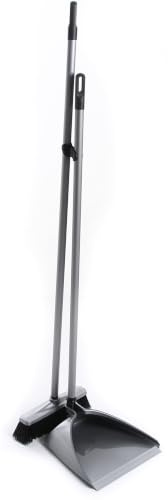 rg-vertrieb Kehrset mit Stiel – Kehrgarnitur 2-teilig Grau, Besen und Schaufel mit Gummilippe, Langer Stiel 107cm & 90cm, Rückenschonendes Reinigungsset Kunststoff