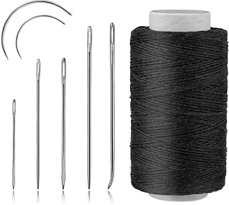 Namner Ledergarn, 150m Gewachst Sattlergarn Wohnung Ledergarn, mit Ledernadel, Buchbinden Garn, Ledernähgarn für Lederhandwerk, Heimwerken und Reparieren von Lederartikeln, Schwarz