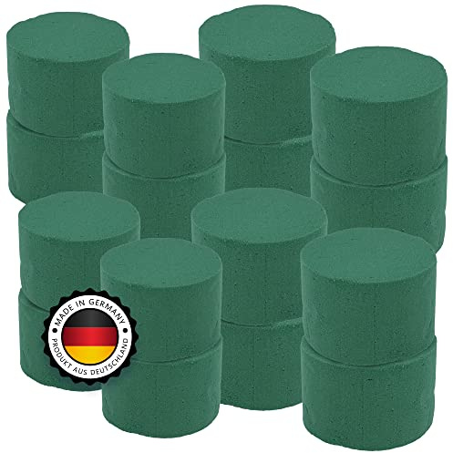 Blumensteckschaum Zylinder 16 Stück 8 x 5 cm - Nasssteckschaum, Steckmoos | Steckmasse - Kegel Blumengestecke - Steckschwamm zum Basteln, Hochzeit, Geschenke, Deko – Blumen Gesteck DEUTSCHE HERSTELLUNG