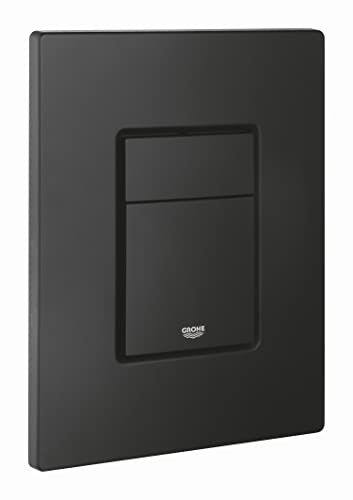 GROHE Even, Abdeckplatte WC (Betätigungsplatte wassersparend, Anti-Fingerprint Oberfläche, 2-Mengen Spülung, Drückerplatte für den Spülkasten), mattschwarz, 38966KF0