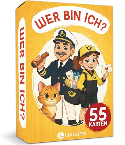 LIKARTO® Wer Bin ich? Kartenspiel für Kinder, Familienspiel & Reisespiel | Perfekte Beschäftigung für Autofahrt & Reisen - Geschenk für Mädchen & Jungen, Lernspiel - Spiele ab 4, 5, 6, 7, 8, 9 Jahre