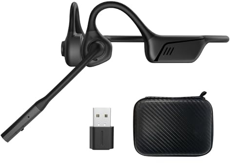 ZIOCOM Kopfhörer mit Luftleitung, Open-Ear-Kopfhörer mit Mikrofon und Geräuschunterdrückung, aptX-LL Bluetooth Wireless Headset mit USB-A-Dongle, kompatibel mit PS4 / PS5 / PC（Nicht für Teams）