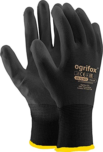 24 Paar schwarze PU-beschichtete Nylon-Arbeitshandschuhe für Gartenarbeit, Bauarbeiter, Mechaniker