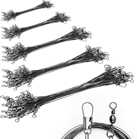 120 Stangen Fluorocarbon Vorfach 10/15/20/25/30 cm Stahlvorfach Hecht | vorfach mit Bissfestem Wirbel Und Schnellverschlusswirbel Erhältlich für Süßwasser Salzwasser Barrakuda Raubfischangeln