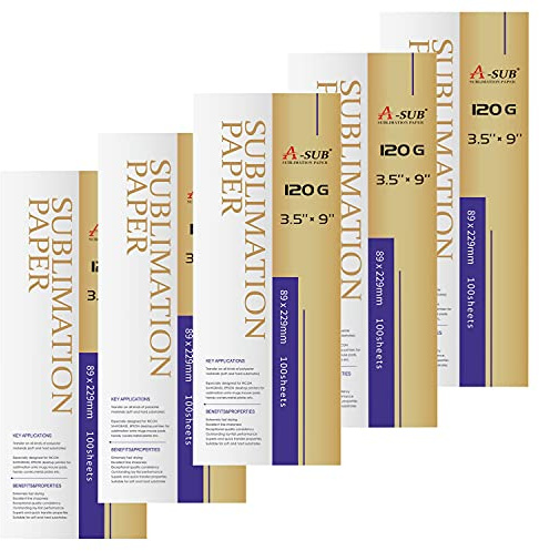 A-SUB Sublimationspapier für Tassengröße 120 g/m², 89x229 mm, 500 Blatt, kompatibel mit Sublimationsdruckern von Epson, Sawgrass, Ricoh und Brother (500 Blatt)