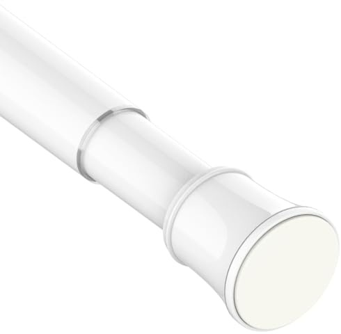 Venwemong Gardinenstange ohne Bohren Teleskopstange Ausziehbare Kleiderstange zum Duschvorhangstange Einstellbare für Schränke,Fenster,Kleiderschrank Weiß 135-200 cm