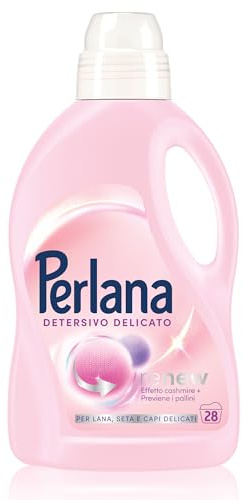Perlana Waschmittel für Wolle, Seide und empfindliche Kleidungsstücke, Kaschmir-Effekt, verhindert Pilling, 1,400 ml, 1 Stück, hergestellt in Italien