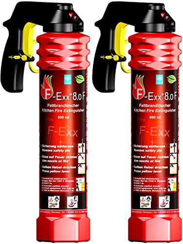 F-Exx 8.0 F - Schaum-Feuerlöscher für Haushalt und Küche - 2X 800ml Löschspray Made in Germany
