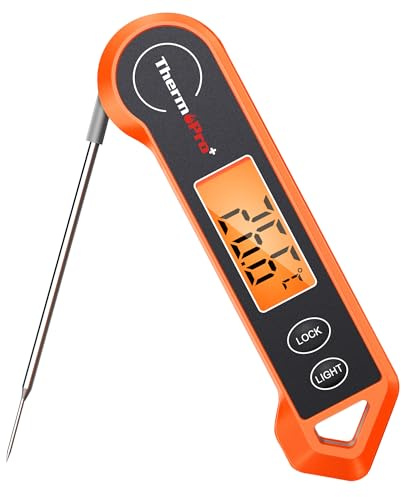 ThermoPro Fleischthermometer mit Faltbarer Langer Sonde Grillthermometer Digital Thermometer kochen Bratenthermometer mit LCD Bildschirm Küchenthermometer Weinthermometer für Steak Tea BBQ Backen