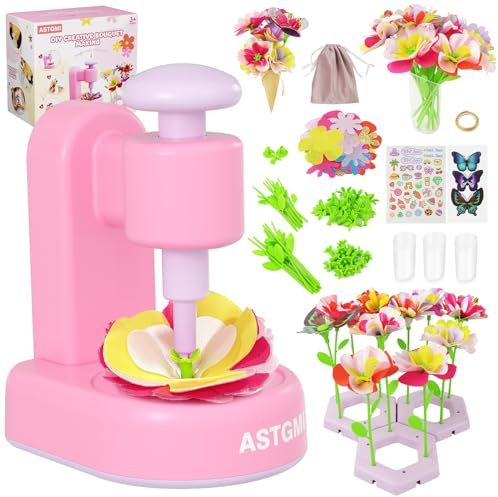 ASTGMI Blumenstrauß-Bastelset, Blumen Bastelset Kinder 4 Jahre, Basteln Mädchen, Kunsthandwerk-Lernspielzeugset für Mädchen 4-7im Kleinkindalter, Geschenke für Mädchen 4-7 Jahre Weihnachten Geburtstag