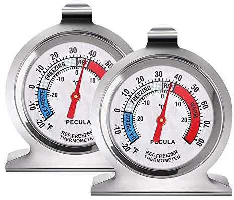 Kühlschrank-Thermometer, -30~30 °C/-20~60 °F, klassisches Kühlschrank-Thermometer, großes Zifferblatt mit roter Anzeige, Thermometer für Gefrierschrank, Kühlschrank, Kühler