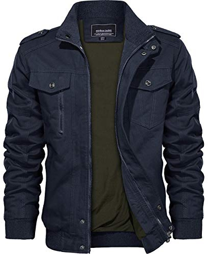 KEFITEVD Herren Militär Fliegerjacke Baumwolle Blouson Alltag Feldjacke | Übergangsjacke,Militär Stehkragen,Fliegerjacke Baumwolle,Blouson Bomber,Multi Taschen Armeejacke,US Feldjacke