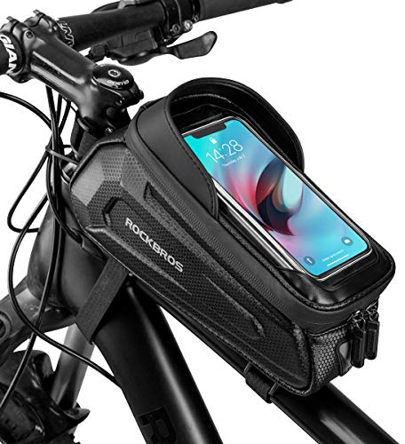 ROCKBROS Fahrrad Rahmentasche Lenkertasche Wasserabweisend Handytasche für Smartphone bis zu 6.8 Zoll mit TPU Sensitivem Touchscreen für Montainbikes, Rennrad, Ebikes