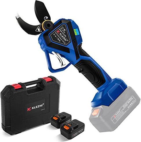 K KLEZHI 42mm Akku Astschere Schnurlose Elektrische Gartenschere mit LED, DLC-Beschichtung Klinge, 2X 2Ah Lithium-Wiederaufladbar Akku, 25.2V Rebschere Baumschere, 6–8 Arbeitsstunden