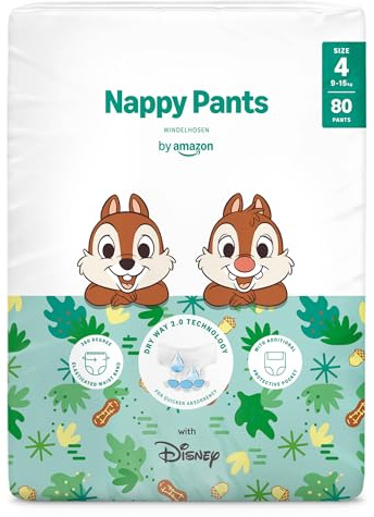 by Amazon Disney-Windelhosen, Größe 4 (9–15 kg), 80 Stück, weiß (früher von der Marke Mama Bear, dasselbe Produkt)