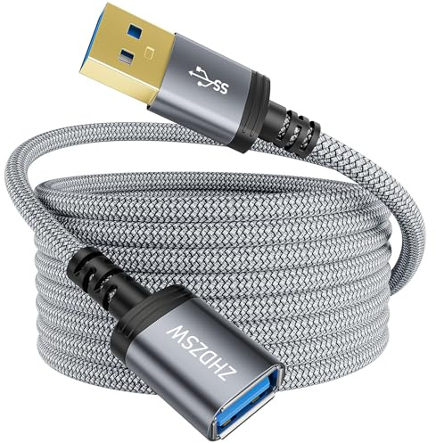 Kiuet USB3.0 Verlängerungskabel 3M, Typ A Stecker auf Buchse, Verlängerungskabel, Geflochten, Kompatibel mit USB Tastaturen, Mäusen, Xbox, Flash Laufwerken, Festplatten, Druckern usw