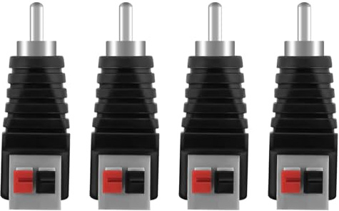 AXFEE 4 Stücke RCA Stecker, RCA-Stecker Adapter, rca zu Lautsprecher Adapter, Lötbarer-stecker, Lautsprecher stecker, Cinch Stecker-Schraubbar, für AV Video Audio Signalübertragung