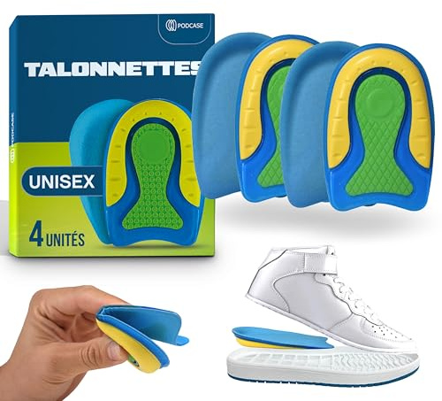 Podcase - 4er-Pack Gel Ferseneinlagen für Schuhe – Fersenkissen Silikon & Geleinlagen Ferse – Einlegesohlen Hackenpolster für Damen und Herren