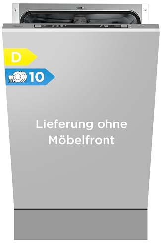 Midea Spülmaschine Vollintegriert 45 cm Einbaugeschirrspüler 10 Maßgedecke | 44 dB Leise, Startverzögerung, Verstellbarer Oberkorb, Halbe Ladung, 8 Programme, Vollwasserschutz, WLAN App-Steuerung