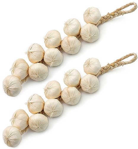 JLNGTHONG 2 Stück Schaumstoff Knoblauch Strings, Künstliche Zwiebel Autumn Decor Künstliche Lebensechte Knoblauch, Weihnachten Dekoration, für Home Küche Garten Inneneinrichtung Fotografie Requisiten