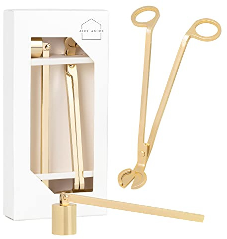 Airy Abode Kerzenzubehör Set mit Kerzenlöscher und Dochtschneider - Gold