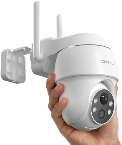 COOAU 2K Außen-Sicherheitskamera, WLAN, Akku, 355°/90° PTZ | Intelligente KI-Erkennung, Datenschutz, 4 LED Farbnachtsicht, Bidirektionalo, Alexa-kompatibel