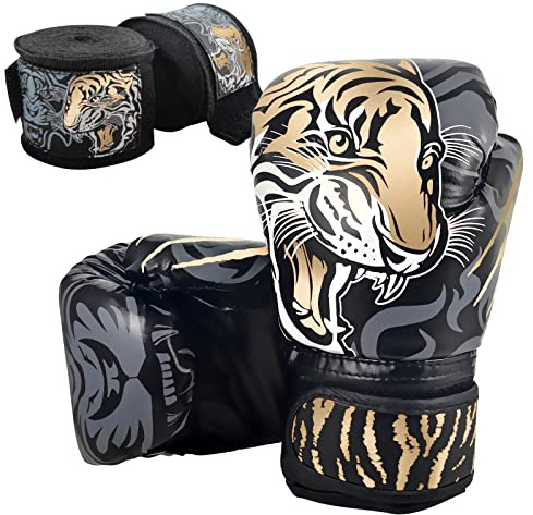 RAGECAMEL Boxhandschuhe für Kinder 3-8 Jahre Mit Handbandagen - Trainingsset für Mädchen und Jungen (Gold)