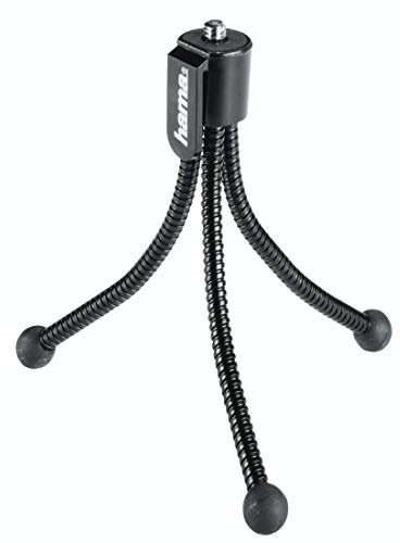 Hama Handliches Mini-Stativ (Dreibeinstativ mit flexiblen Beinen und Befestigungsclip) schwarz