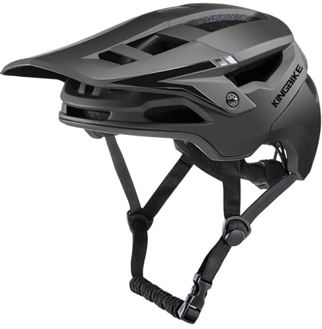 Fahrradhelm Mountainbike Helm Visier Abnehmbar MTB Helme für Herren Damen Erwachsene Jugend (Matt Schwarz, M(54-58cm))