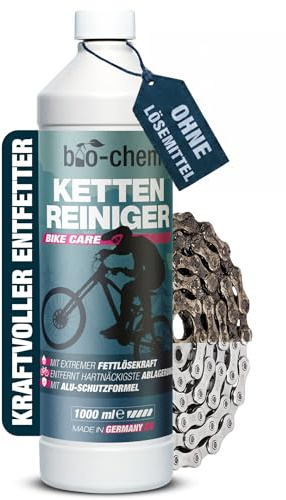 bio-chem Kettenreiniger Fahrrad flüssig - Antriebsentfetter - 1000 ml - Effektiv - Für die materialschonende Reinigung der Fahrradkette, Kassette, Ritzel und Bremsbeläge