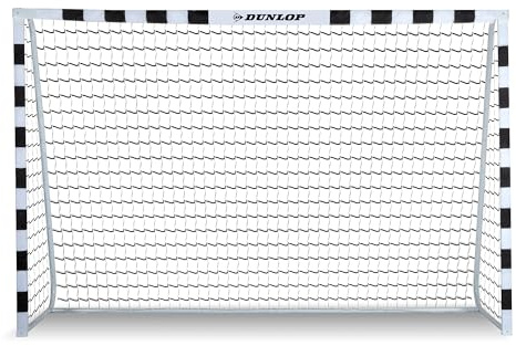 Dunlop Fußballtor - Fussballtor 300 x 200 x 90 cm - Fußball Tor - Fussballtore für Garten Kinder und Erwachsene - Fussball Trainingszubehör Innen und Außen - Metall - Schwarz/Weiß