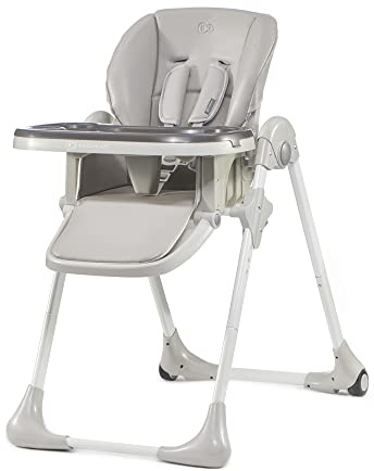 Kinderkraft Hochstuhl YUMMY, Kinderhochstuhl, Babystuhl, Kombihochstuhl, ab den Ersten Lebensmonaten, Fußstütze, Halbliegende Position, Bezug aus PU, Einfach zu Reinigen, Grau