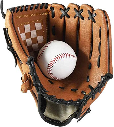Wonninek Baseball Handschuhe, Softball Handschuhe mit Einem Ball, PU-Leder Erwachsenen Baseball Training Wettbewerb Handschuh Verdicken Dauerhaft Softballhandschuhe für Kinder Erwachsene