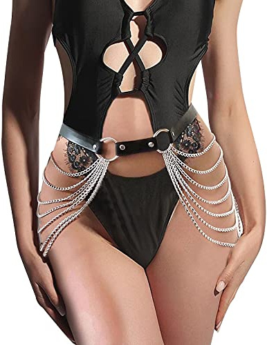 JASGOOD Damen Punk Taille Gürtel, Punk Leder Gürtel Schwarz, Party Sexy Gothic Accessoires für Frauen und Mädchen