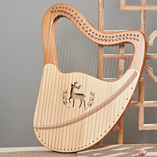 Lyre Harp 32 Saiten Mahagoniholz Saiteninstrument mit Tragetasche, Stimmschlüssel, Ersatzsaite, Bedienungsanleitung für Musikliebhaber und Anfänger