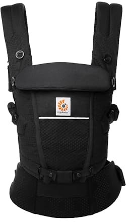 Ergobaby Adapt Babytrage für Neugeborene ab Geburt, 3-Positionen SoftFlex Mesh Ergonomische Babybauchtrage Rückentrage Baby-Tragetasche, Onyx Black