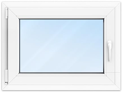FENSTERVERSAND - Kellerfenster 80x60 Kunststofffenster Weiß - 2-fach Verglasung mit Klarglas - Dreh- & Kippfenster, Fenster 80x60 - DIN links - BxH: 800x600 mm, 70 mm Profil