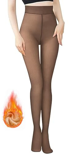 Lnmyic Thermo Strumpfhose Damen Strumpfhosen Winter Gefütterte Strumpfhose Thermostrumpfhose Warme (DE/NL/SE/PL, Alphanumerisch, S, M, Regular, Regular, Kaffee Durchsichtig,220g, für 5~20 ℃)
