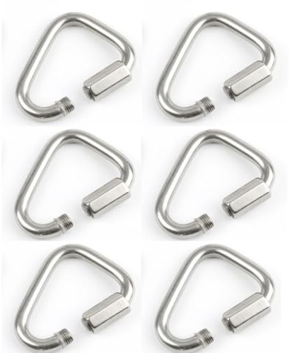 HOUSON 6PCS M6 Delta Quick Link, 304 Edelstahl Dreieck Karabiner Kettenverbinder Schraubverschluss Karabiner Clips