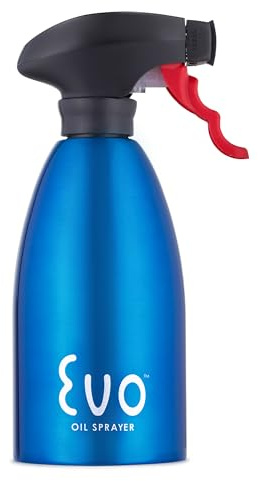 Evo Oil Sprayer 8113BL Evo Ölsprühflasche ohne Aerosol für Olivenöl und Speiseöle, Edelstahl, blau