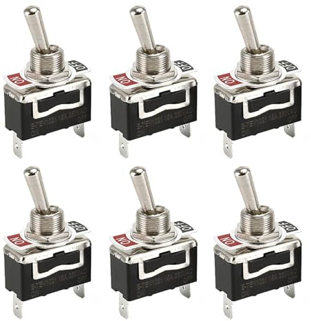 Powice 6 Stück Kippschalter 12V/15A,Miniboot 2Poliger Schalter 12V,12V/230V Schalter Geeignet für Den Einbau in Häusern, Autos und Elektrischen Geräten Schwarz