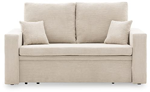 Sofa Aikido I 150x85 - mit schlaffunktion - Farben zur Auswahl - modernen Sofa - mit Bettkasten - Moderner Cordstoff - Stoff POSO (POSO 100)