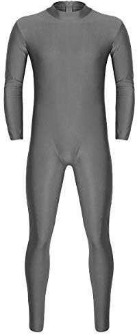 MSemis Erwachsenen Einteiler mit Reisverschluss für Männer Langarm Unterwäsche Ganzkörperanzug Stehkargen Tanzbody Turnanzug Ganzanzug Leotard