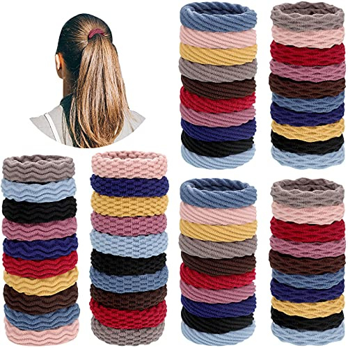 60 Stücke Nahtlose Baumwolle Haargummis Elastische Haargummis Pferdeschwanz Halter Keine Falten Haarbänder für Frauen Mädchen, 4 Stile