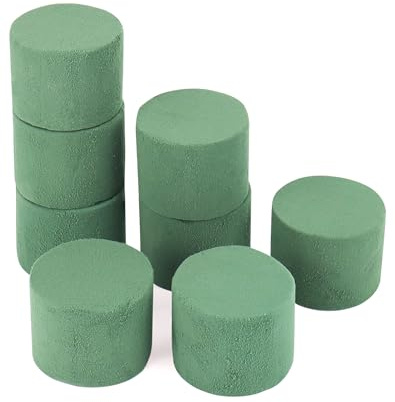 QWORK® 8 Stück 8 x 6 cm Blumensteckschaum Zylinder für Gestecke, Nasssteckschaum in Grün, ideal für Hochzeiten und Feste