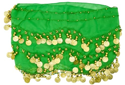 PAITOK Bauchtanz Hüfttuch, Frauens Bauchtanz Gürtel mit 128 Goldmünzen Tänzer Schal Kostüme Mädchen Tanzrock Wickelgürtel