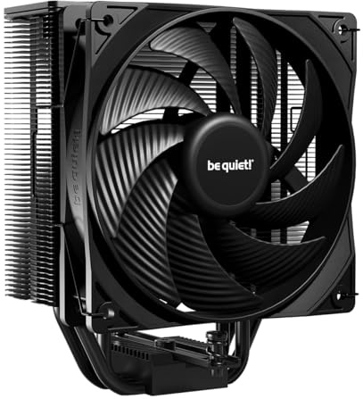 be quiet! Pure Rock 3 Black Luftkühler, sehr hohe Kühlleistung, 4 Hochleistungs-Heatpipes mit HDT-Technologie, optimierter Pure Wings 3 120mm PWM- Lüfter, vorinstallierte Montagebrücke